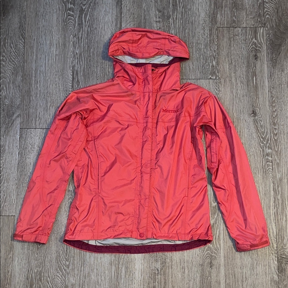 Marmot Women's Vibrant Pink rain jacket outdoors hiking zip up